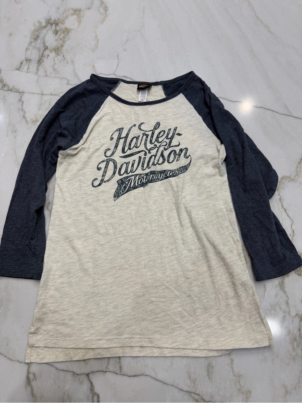 Harley-Davidson Cream & Navy Raglan Graphic Tee